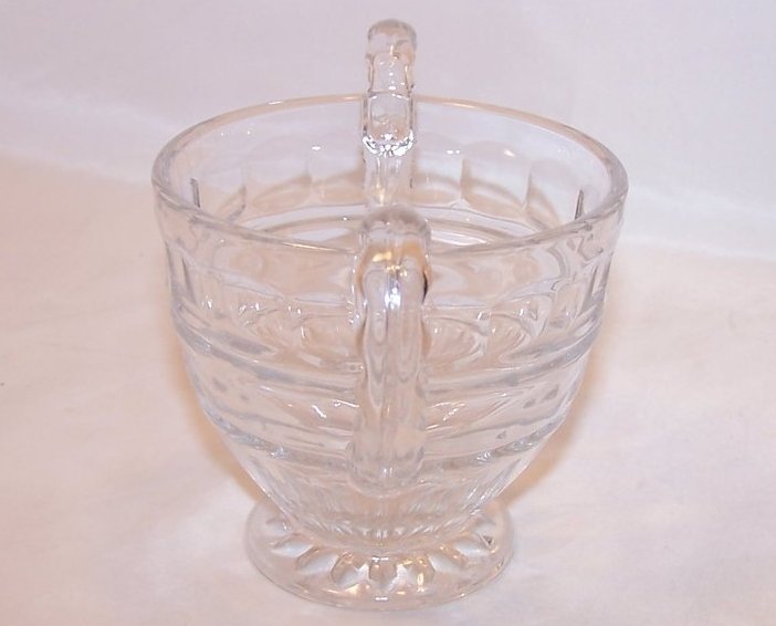 Image 1 of Pressed Glass Sugar Bowl w Bubble Handles, Vintage