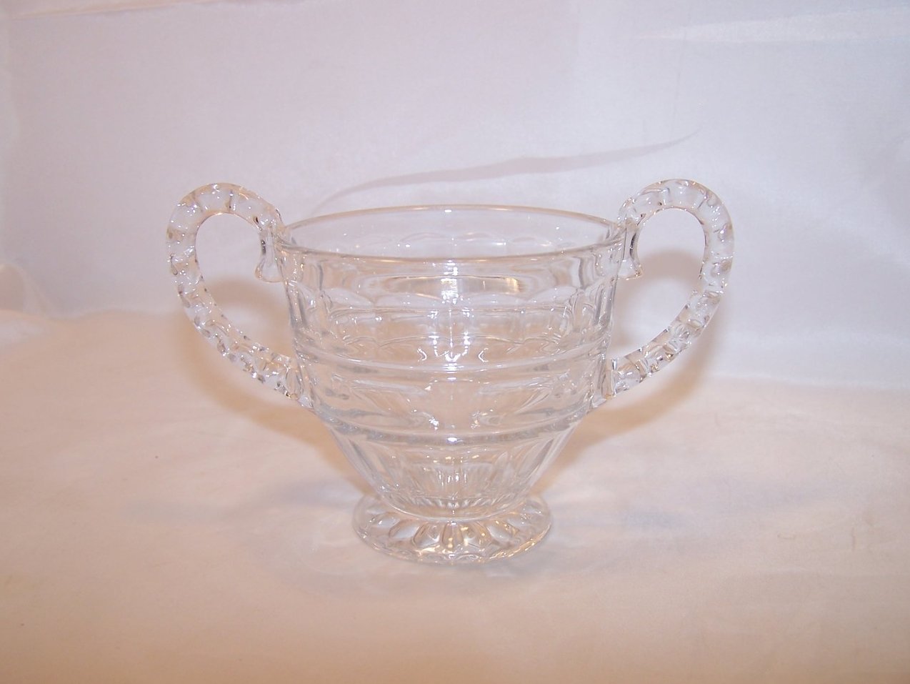Image 2 of Pressed Glass Sugar Bowl w Bubble Handles, Vintage