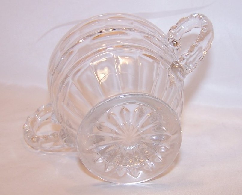 Image 4 of Pressed Glass Sugar Bowl w Bubble Handles, Vintage