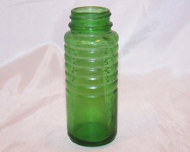 Antique Green Glass Bottle w Ridges, C 2057