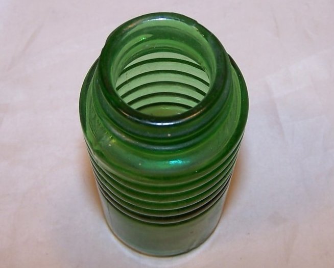 Image 1 of Antique Green Glass Bottle w Ridges, C 2057