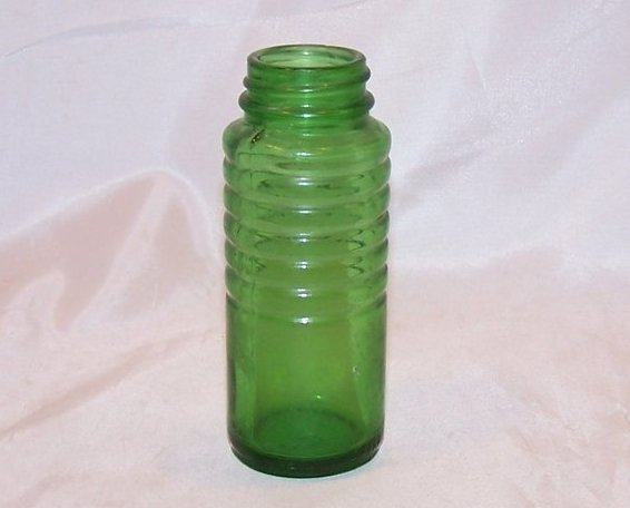Image 2 of Antique Green Glass Bottle w Ridges, C 2057