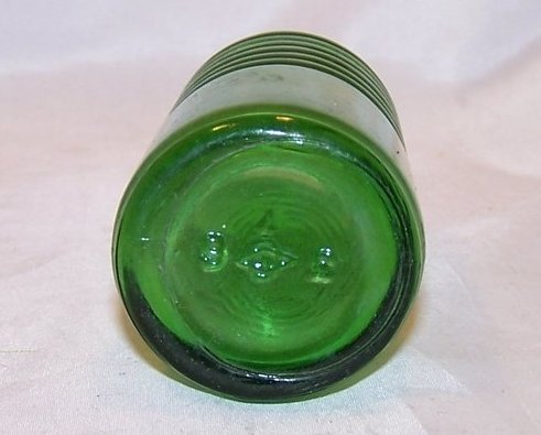 Image 3 of Antique Green Glass Bottle w Ridges, C 2057