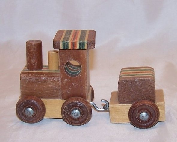 Image 2 of Train Locomotive, Caboose of Layered Colored Wood, Woods