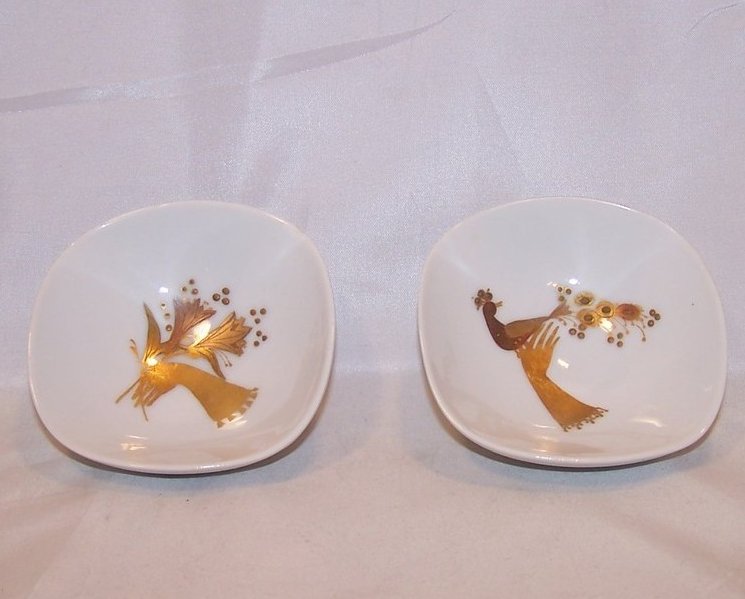 Rosenthal Mint, Nut Dish Dishes, Gold and Copper Flower, Peacock Design