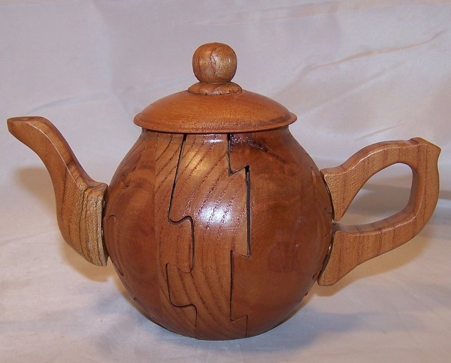 Image 0 of Teapot Tea Pot Puzzle, 3D, Wooden, Beautiful Wood Grain