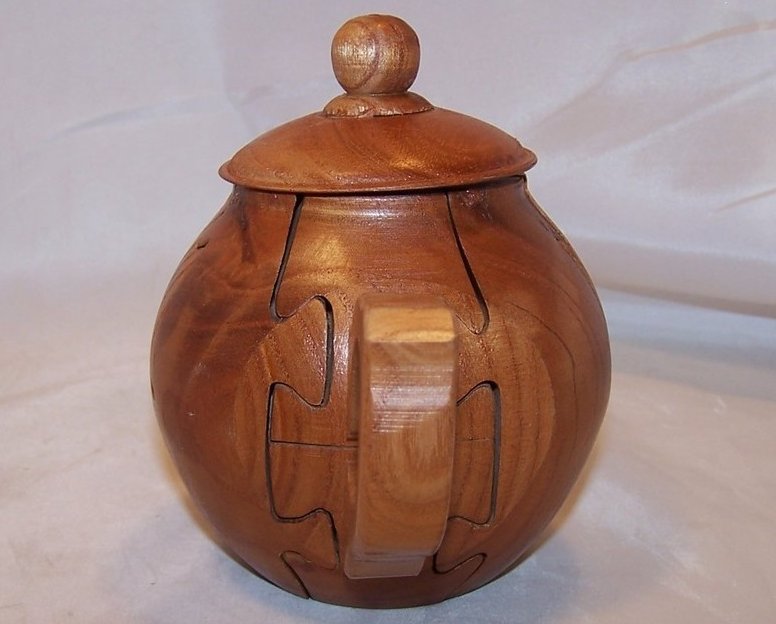 Image 1 of Teapot Tea Pot Puzzle, 3D, Wooden, Beautiful Wood Grain