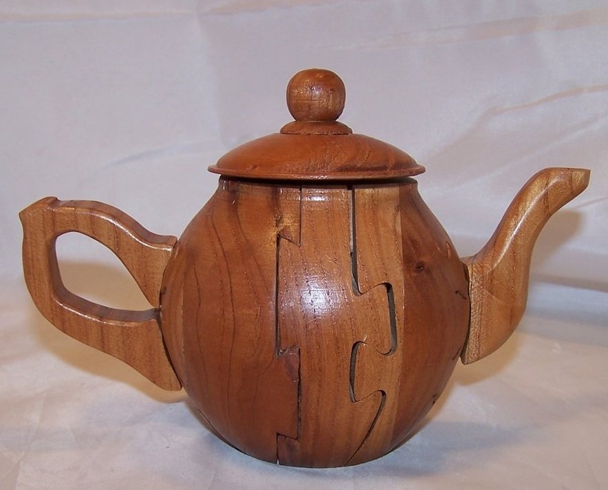 Image 2 of Teapot Tea Pot Puzzle, 3D, Wooden, Beautiful Wood Grain