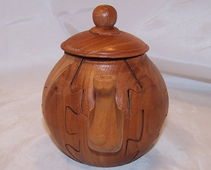 Image 3 of Teapot Tea Pot Puzzle, 3D, Wooden, Beautiful Wood Grain