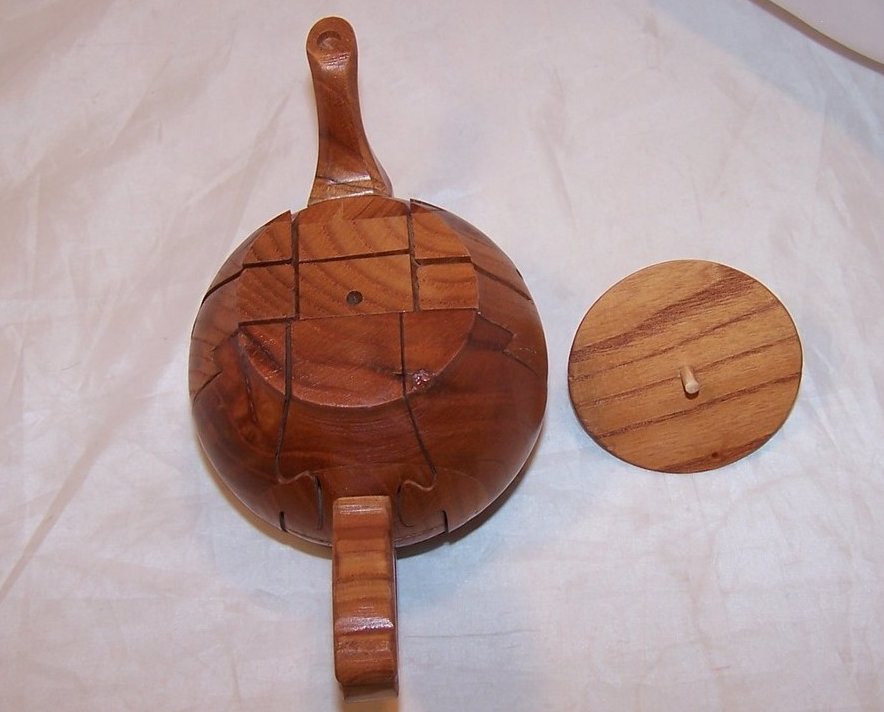Image 4 of Teapot Tea Pot Puzzle, 3D, Wooden, Beautiful Wood Grain