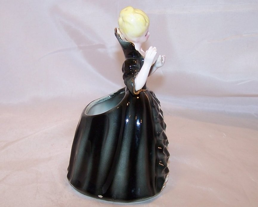 Image 4 of Planter Blonde in Black Victorian Dress, Napco