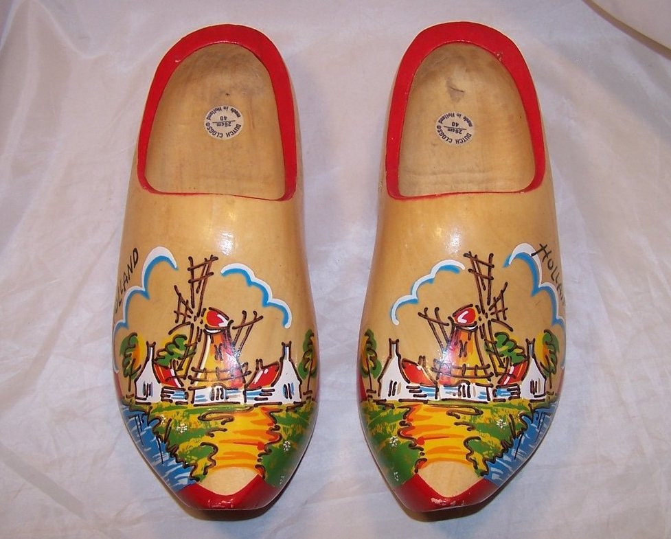Image 0 of Wooden Dutch Shoes, Clogs, w River, Windmill Houses, Holland