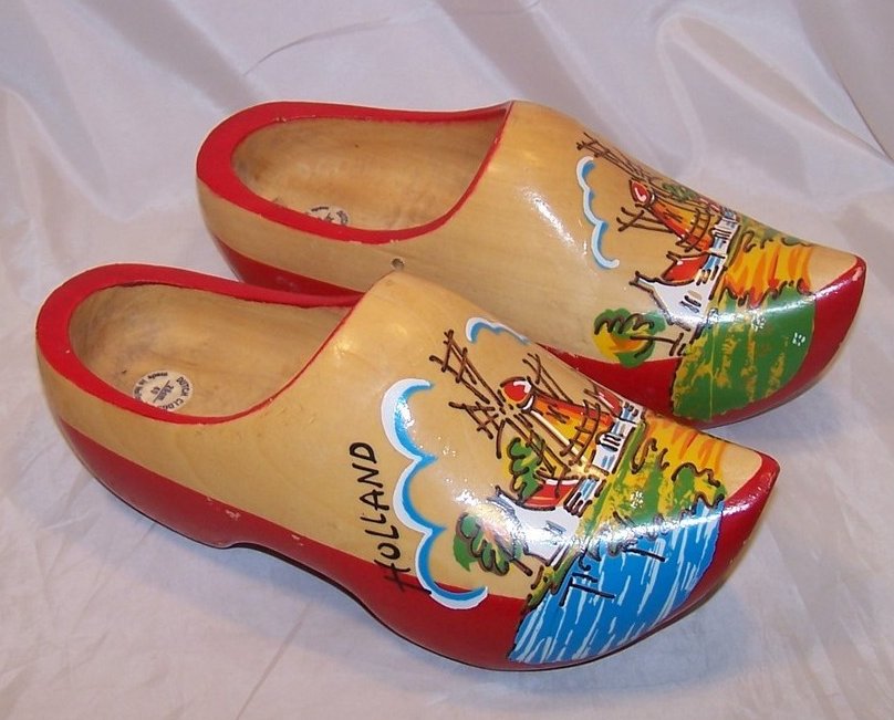 Image 2 of Wooden Dutch Shoes, Clogs, w River, Windmill Houses, Holland