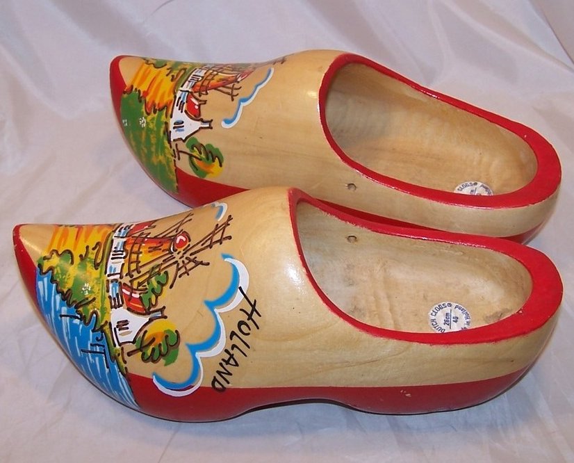 Image 3 of Wooden Dutch Shoes, Clogs, w River, Windmill Houses, Holland
