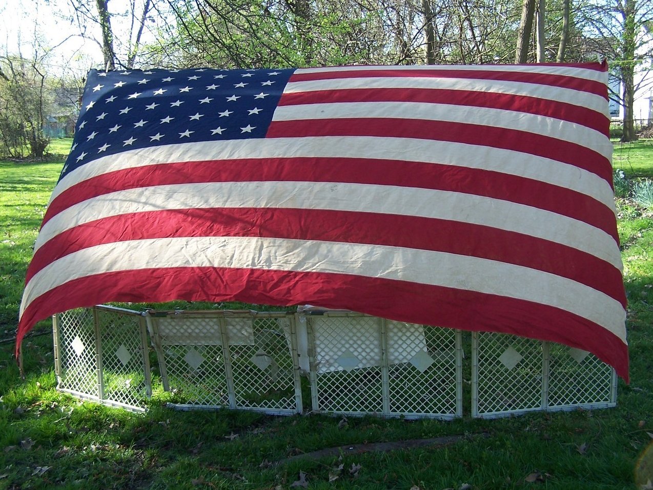 Image 0 of WWII Era 48 Star American Flag Sewn Cloth, Garrison Size