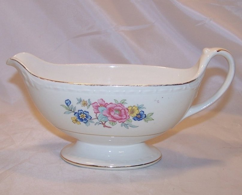 Image 3 of Homer Laughlin Gravy Boat, Eggshell Georgian, F50N5, USA