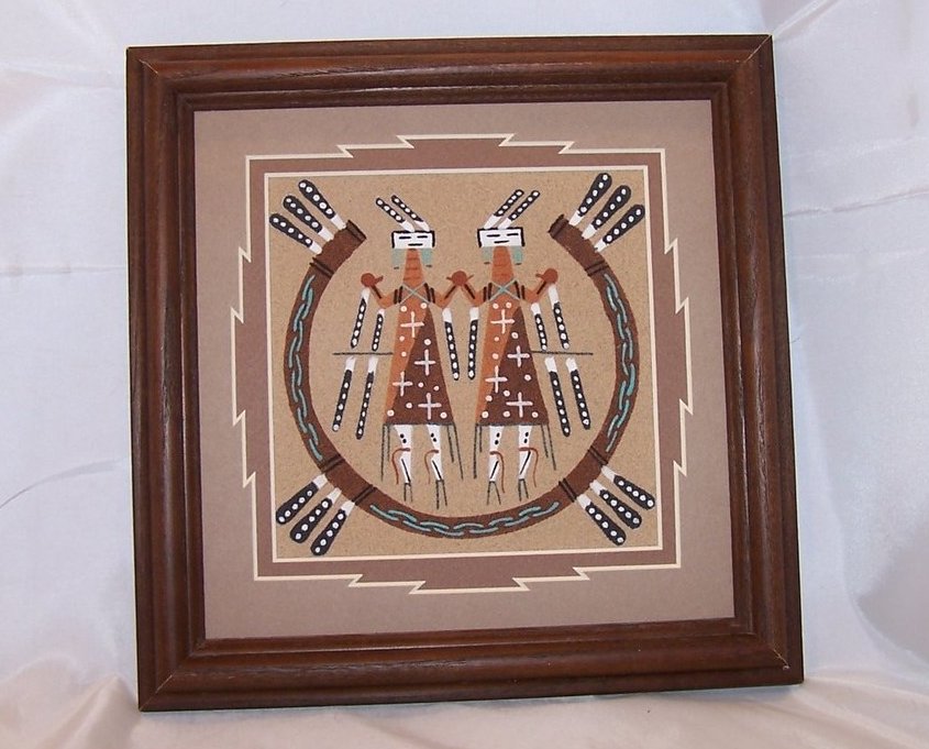Navajo Sand Painting by Deborah Foster, Framed, Double Matted