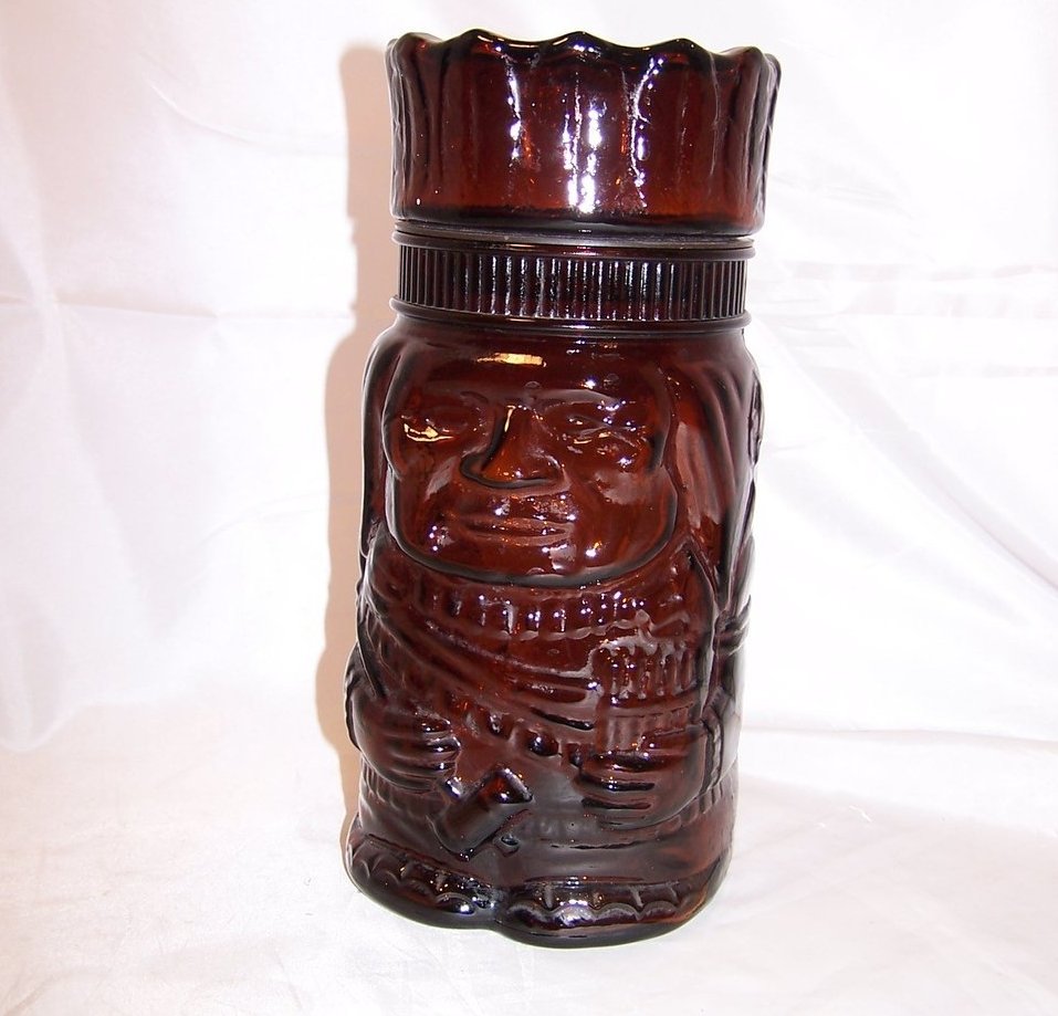 Cigar Store Indian Cookie Jar, Brown Glass