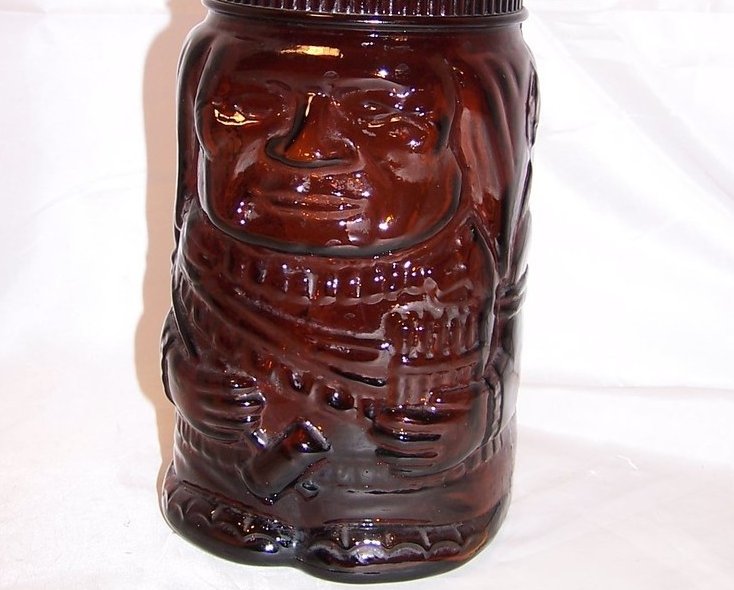 Image 1 of Cigar Store Indian Cookie Jar, Brown Glass