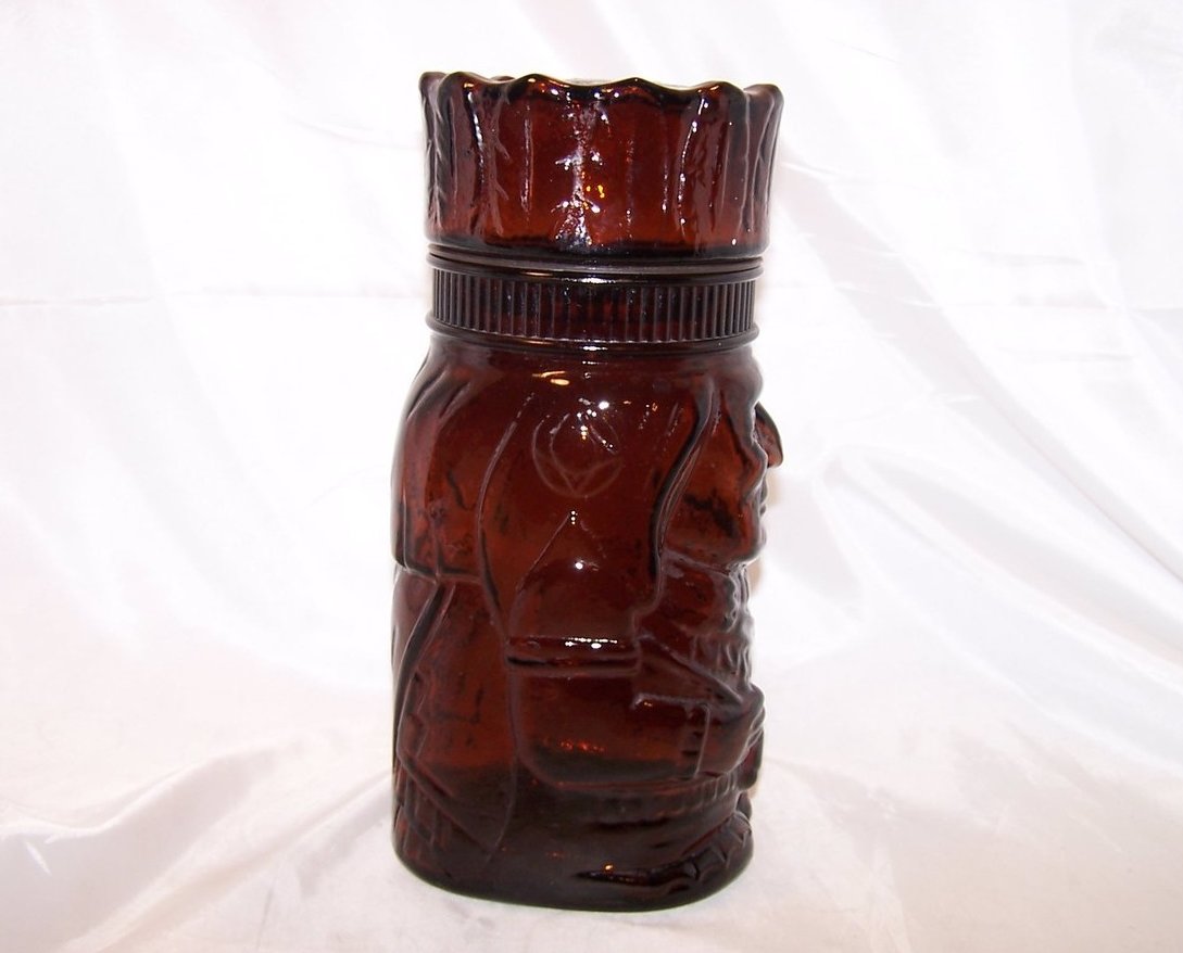 Image 3 of Cigar Store Indian Cookie Jar, Brown Glass