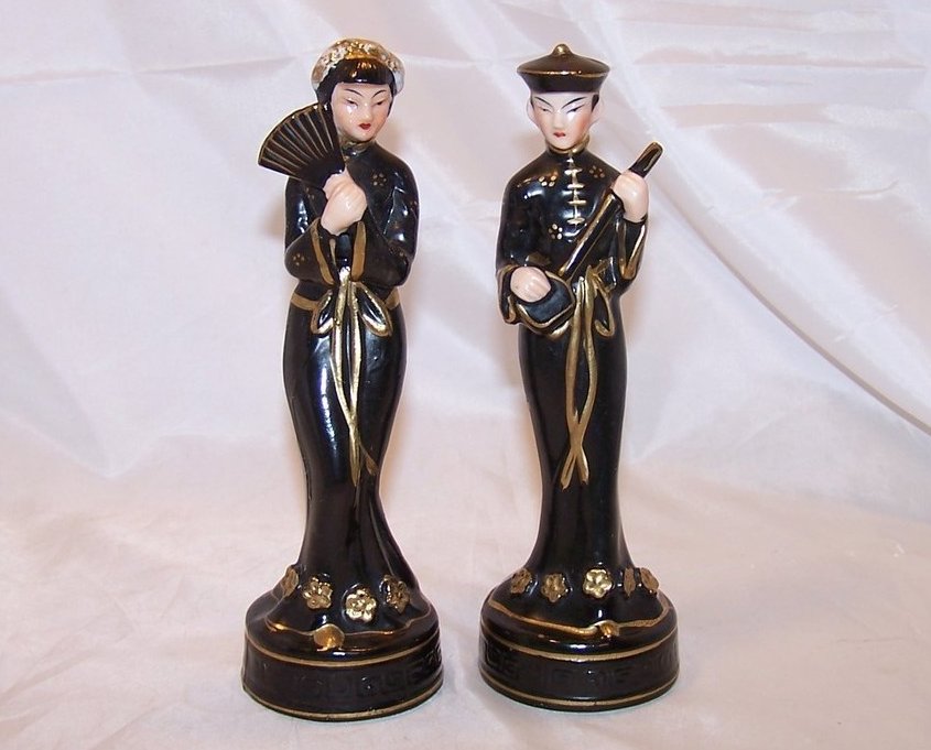 Sitar Playing Man, Dancing Woman Figurines, Occupied Japan