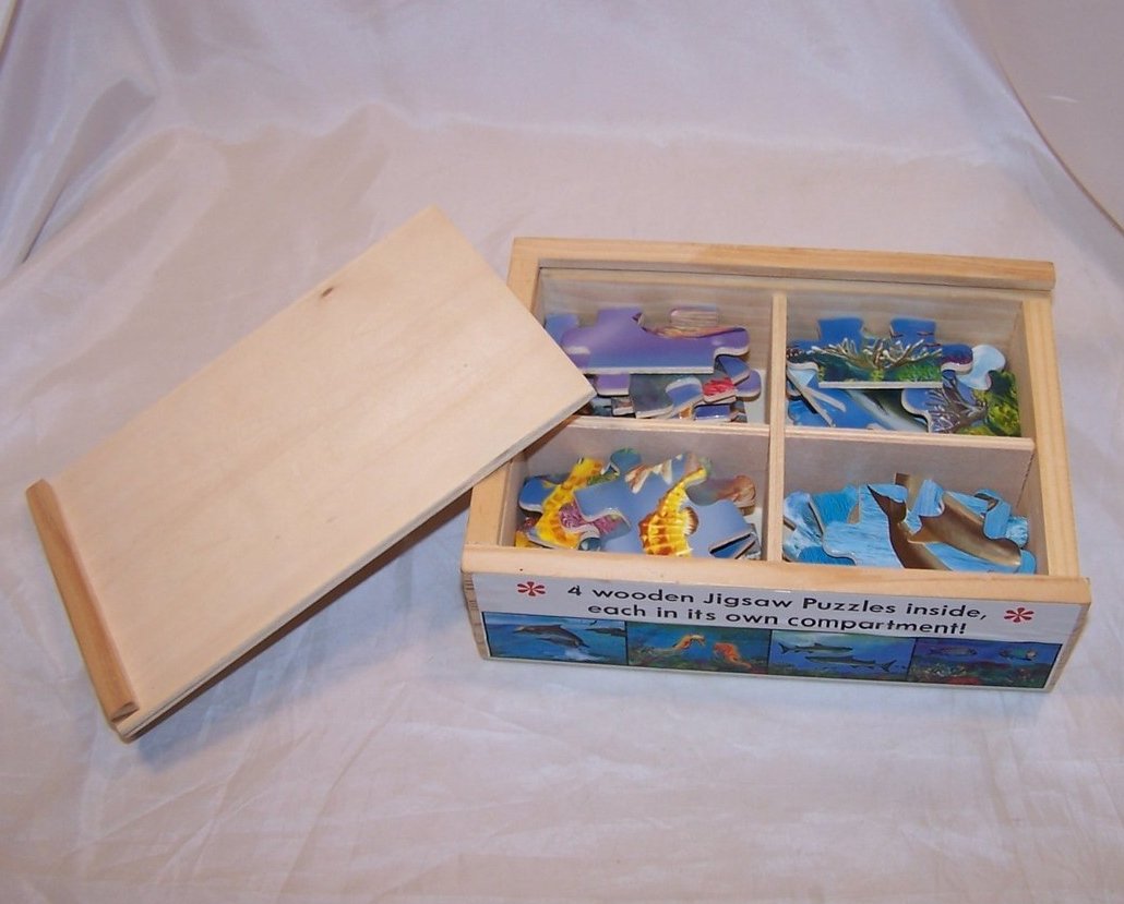 Image 4 of Melissa and Doug Ocean, Sea Life Puzzle Set w Box, Ages 3 up