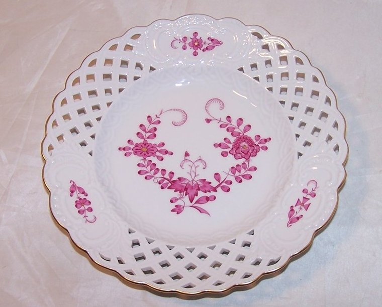 Image 0 of Pierced Pink Flower Salad Plate, Meissen, Germany 