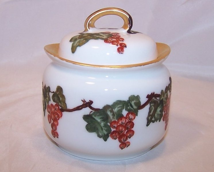 Image 2 of Hand Painted Porcelain Lidded Sugar Bowl, RS Germany