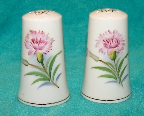 Pink Carnation Salt and Pepper Shaker Shakers, Japan