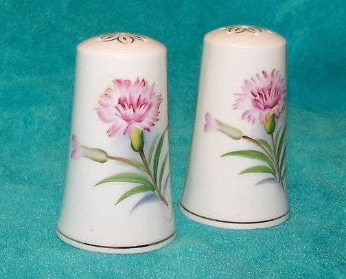 Image 1 of Pink Carnation Salt and Pepper Shaker Shakers, Japan