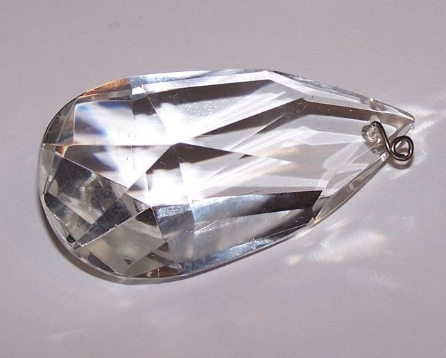 Vintage Chandelier Large Clear Crystal, Faceted Teardrop Cut