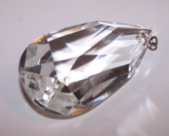 Image 1 of Vintage Chandelier Large Clear Crystal, Faceted Teardrop Cut