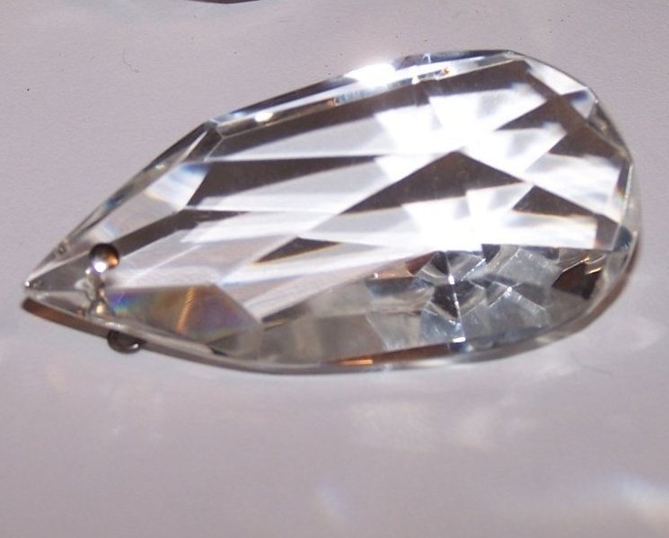 Image 2 of Vintage Chandelier Large Clear Crystal, Faceted Teardrop Cut