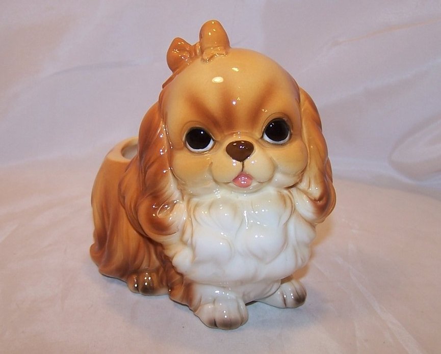 Perky Pekingese Puppy, Dog Planter, Napcoware