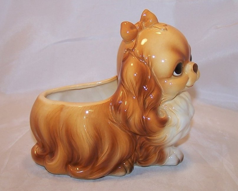 Image 3 of Perky Pekingese Puppy, Dog Planter, Napcoware