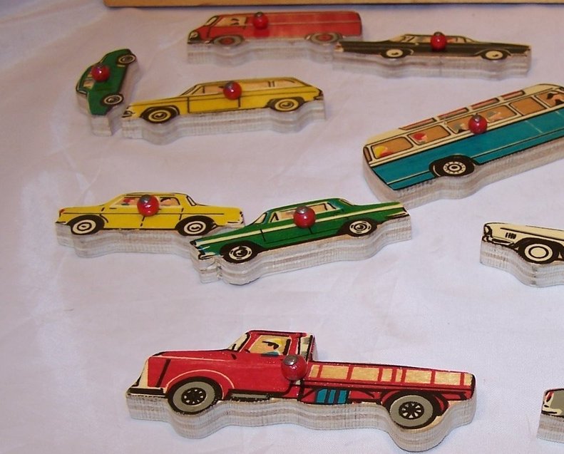 SIMPLEX CHILDREN'S WOODEN PUZZLE~GARAGE CARS & VEHICLES WITH PEGS