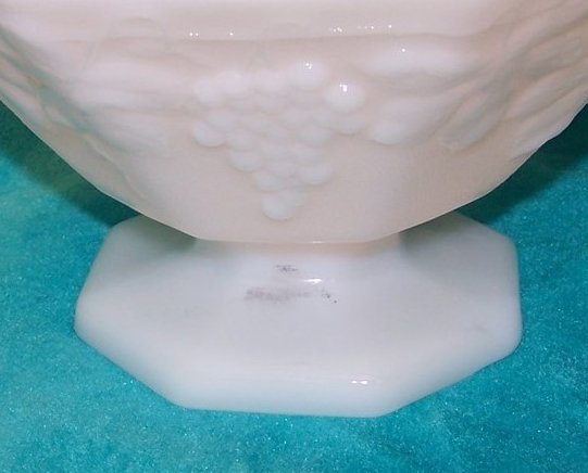 Image 3 of Grape and Leaf Pattern Milk Glass Bowl, Compote, 2 Piece Set