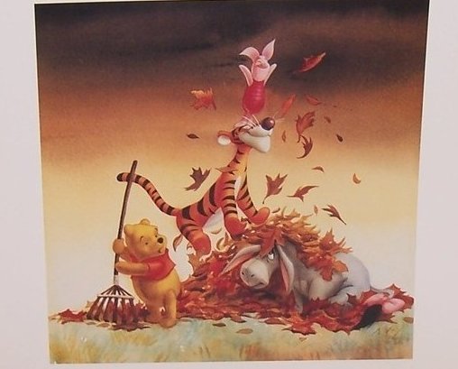 Fall Leaves, Winnie the Pooh Matted Print, Walt Disney Co