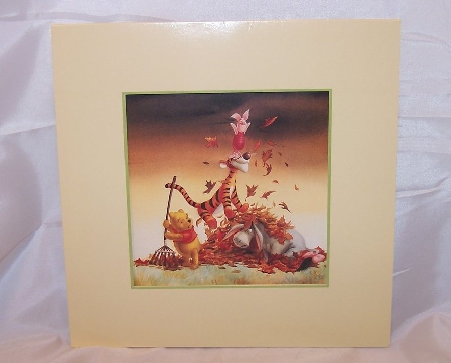 Image 1 of Fall Leaves, Winnie the Pooh Matted Print, Walt Disney Co