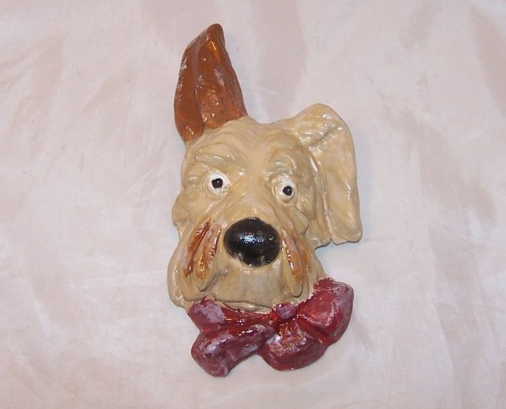 Image 0 of Listening Dog Plaque, Chalkware Wall Hanging