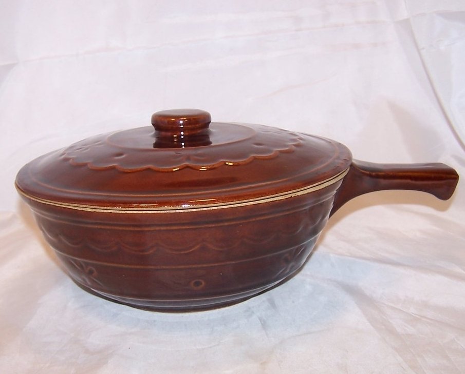 Image 1 of Mar-Crest Bean Pot w Lid, Brownware Stoneware