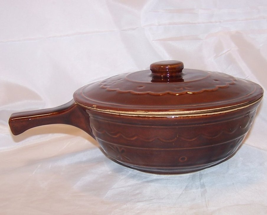 Image 2 of Mar-Crest Bean Pot w Lid, Brownware Stoneware