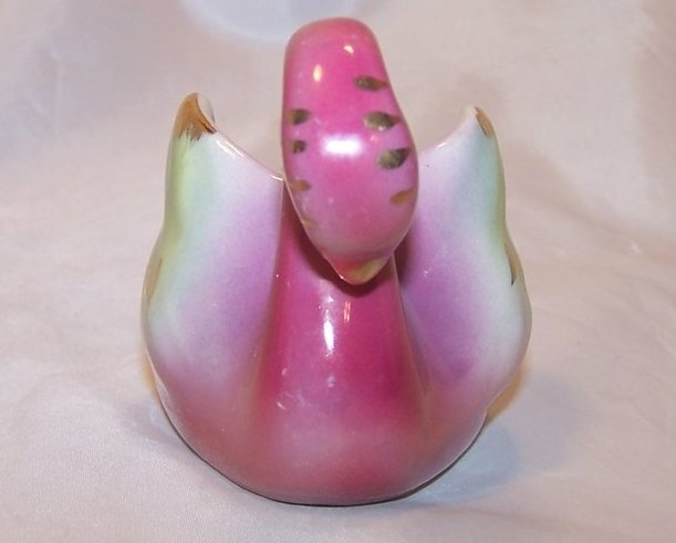 Image 1 of Mini Colonial China Colorful Pink, Green, Gold Swan Planter