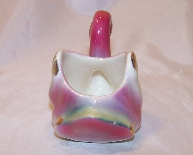Image 3 of Mini Colonial China Colorful Pink, Green, Gold Swan Planter