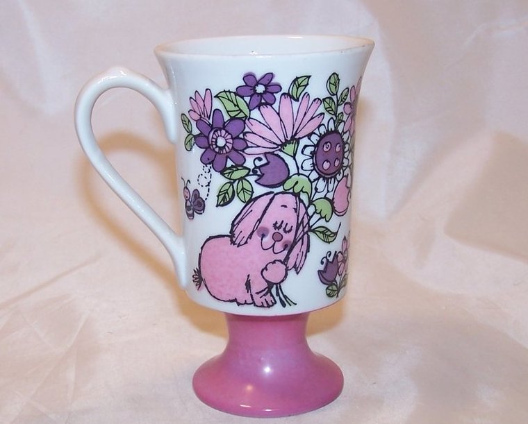 Image 0 of Pia Pink Bunny and Bee w Flowers, Footed Mug, Cup, Seventies