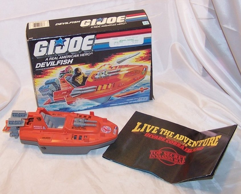 Image 0 of GI Joe Devilfish w Sealed Invasion Map, Box, Hasbro 1986