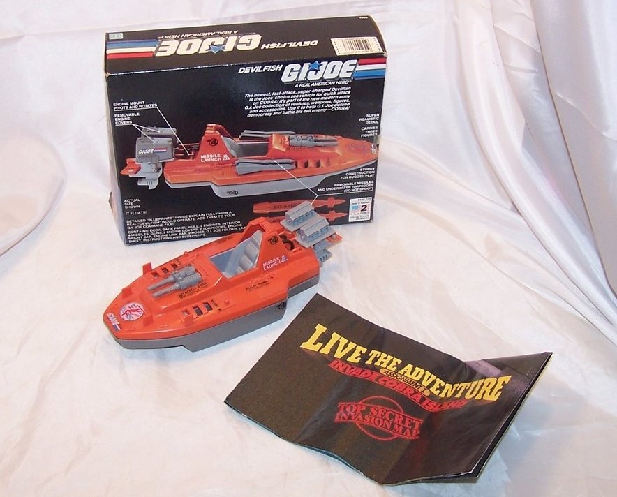 Image 1 of GI Joe Devilfish w Sealed Invasion Map, Box, Hasbro 1986