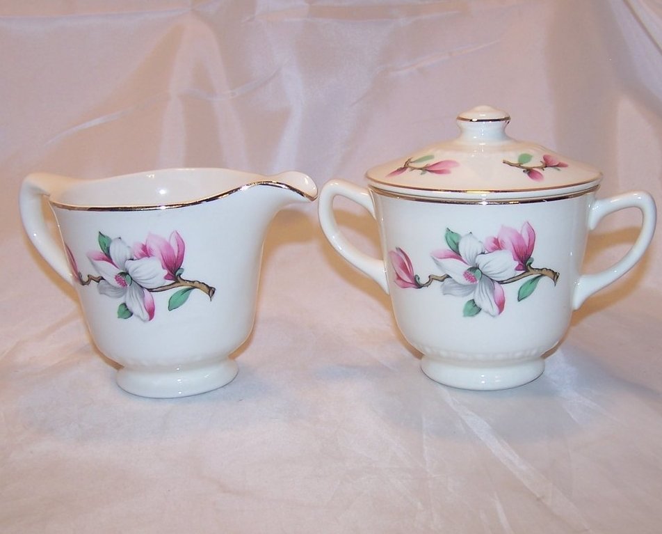 Lusterware Creamer, Sugar Bowl, Hand Painted, Japan, Double Diamond T