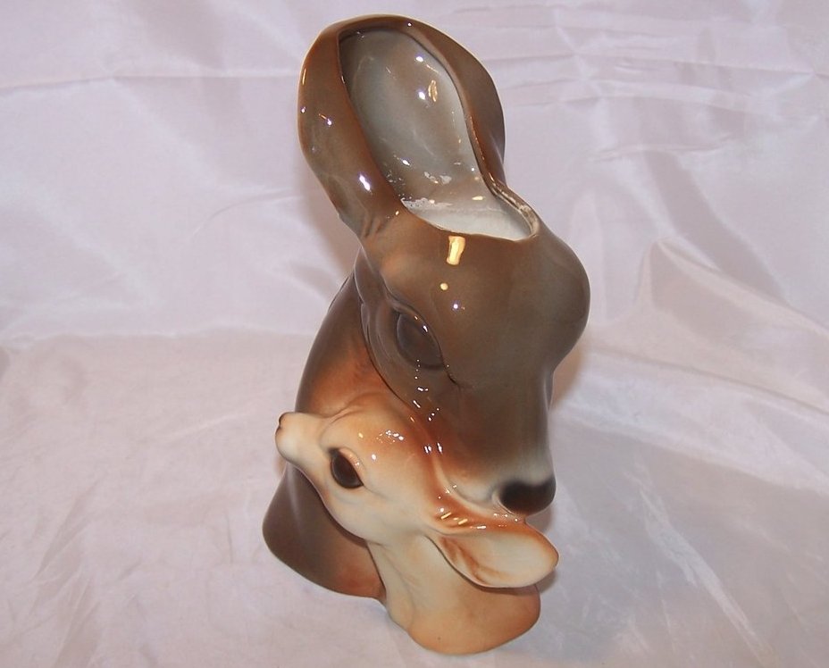 Image 0 of Royal Copley Deer Doe, Fawn Head Planter Vase, No Cracks