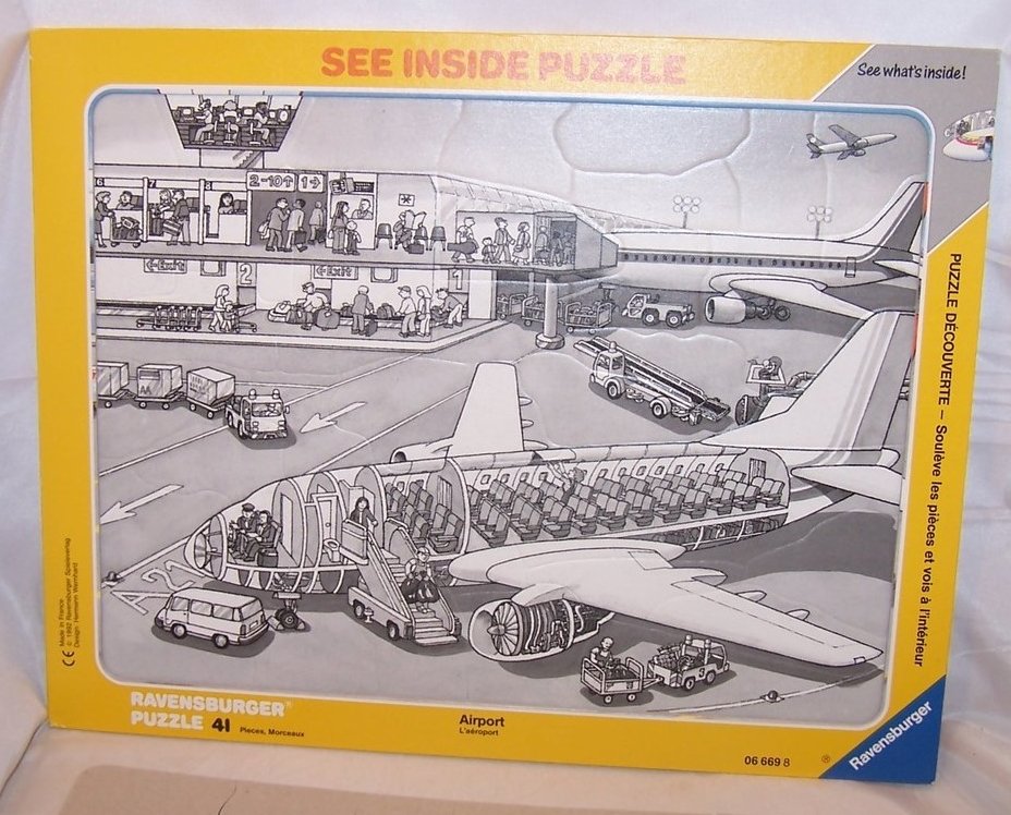 Image 2 of Ravensburger 41 Piece Airport See Inside Frame Puzzle
